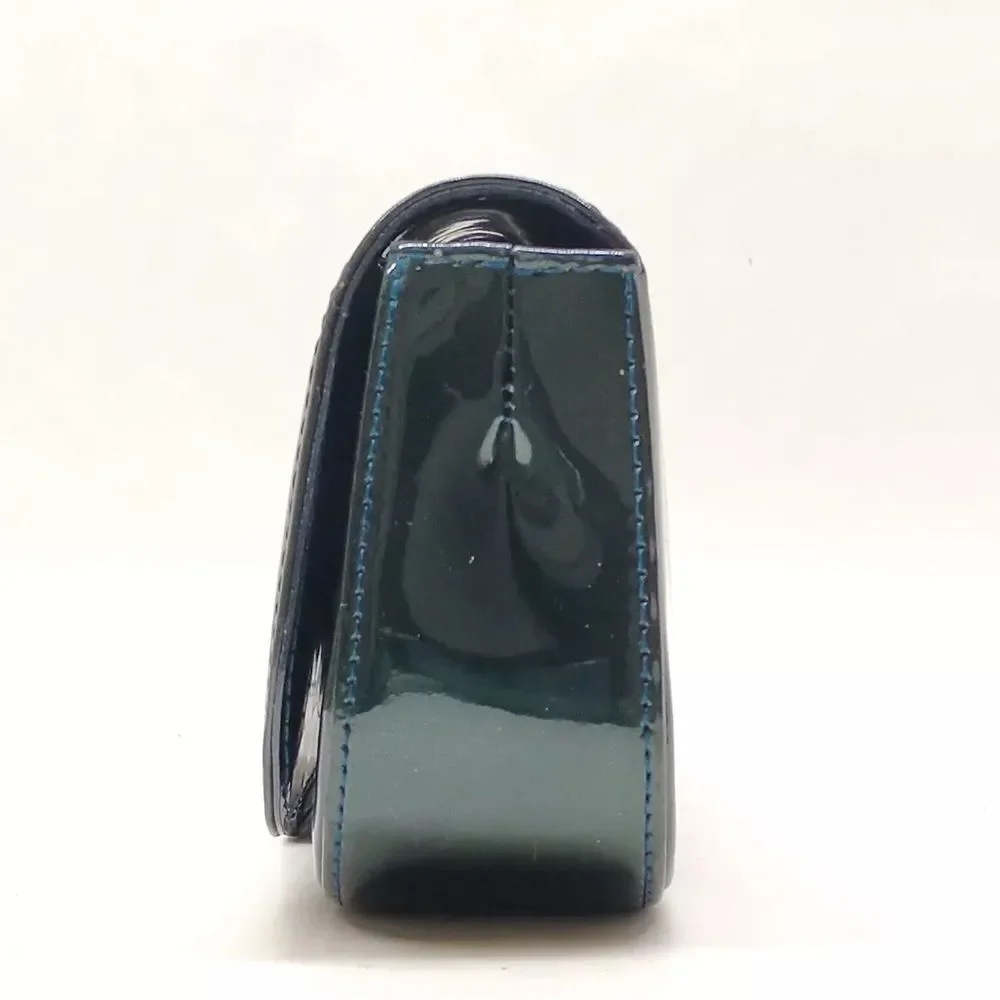 Auth Louis Vuitton Petroleum Green Vernis Patent Monogram Pochette SoBe Clutch - Picture 3 of 9